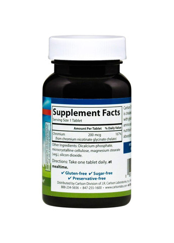 Хром хелат Carlson Chelated Chromium 200 мкг 300 таблеток Carlson Labs (357340299)