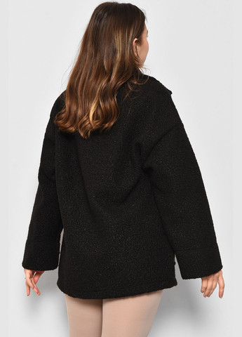 Черное демисезонное Пальто женское полубатальное укороченное черного цвета Let's Shop