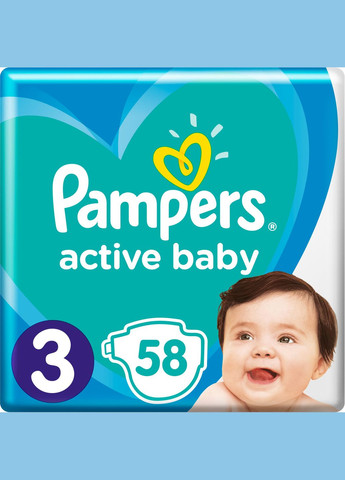 Підгузки Pampers active baby midi розмір 3 (6-10 кг), 58 шт (268145747)