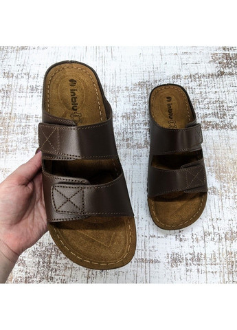 Шльопанці чоловічі на липучках шкіряні Inblu (333802041)