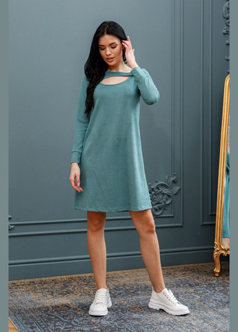 Бірюзова повсякденний замшева сукня напівприленого силуету з круглим вирізом (ск 0223) RiMari