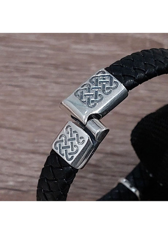 Браслет із рунами Вікінгів зі срібла з натуральною шкірою 22 см No Brand (364202093)