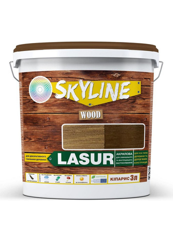 Декоративно-захисна блакить для обробки дерева LASUR Wood 3 л SkyLine (289465297)