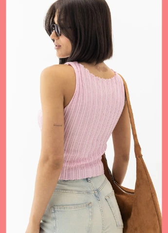Вязаная майка с асимметричным низом - бежевый Lurex — 330988979