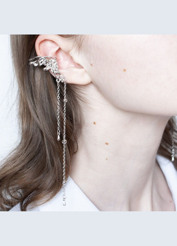 Пара каф фэнтези стиль сказочные кафы с крыльями серебро лолита клипсы длинные подвески харадзюку на ушко с цепью кавай кокетт No Brand (335977529)