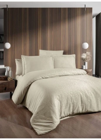 Комплект постільної білизни Jacquard Satin Tecna Champagne Шампань Євро 50x70 см + 70x70 см First Choice JS-17 (381221204)