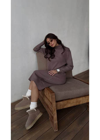 Світло-коричнева повсякденний, кежуал жіноча утеплена сукня в рубчик Avanti однотонна