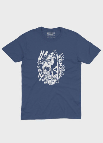 Темно-синяя демисезонная футболка для мальчика с принтом супервора - джокер (ts001-1-nav-006-005-014-b) Modno