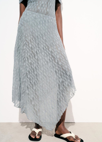Серо-синяя повседневный с абстрактным узором юбка Zara