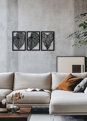 Декор в комнату, интерьерная картина на стену "Листочки модульные", стиль минимализм 60х135 см Woodyard (292112658)