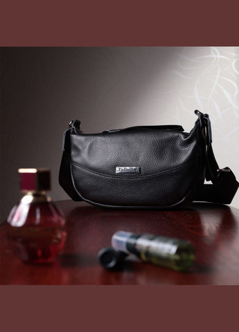 Шкіряна сумка жіноча через плече з незвичайним бігунком брелоком 22615 Чорна Vintage (329195584)