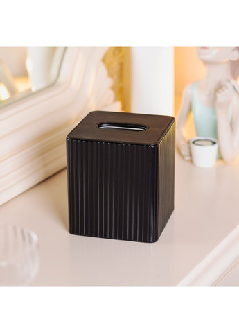 Салфетница из эко кожи квадратная 13х13х14.7 см органайзер для салфеток на стол, Черный Yiwu (360455059)