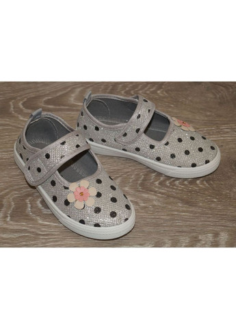 Серебряные тапочки текстильные для девочки серебристые Blue Rama с аппликацией, с цветами, с белой подошвой