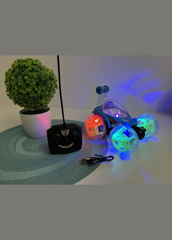 Машина Перевертыш радиоуправляемая трюковая со светящимися колесами 18 см Синяя (3048) No Brand (305073631)