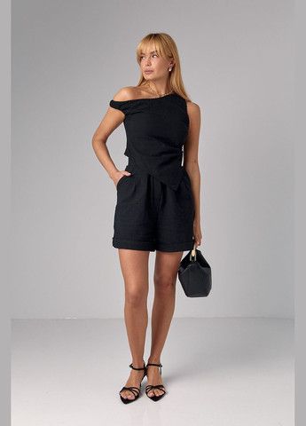 Жіночий лляний костюм із шортами та асиметричним топом Liton (296658530)