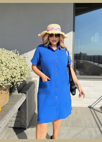 Синя повсякденний сукня жіноча Гермес однотонна