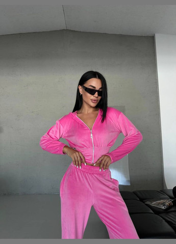 Качественный малиновый велюровый костюм двойка (кофта с капюшоном+штаны), приятный к телу мягкий костюмчик No Brand 691-3 (301066480)