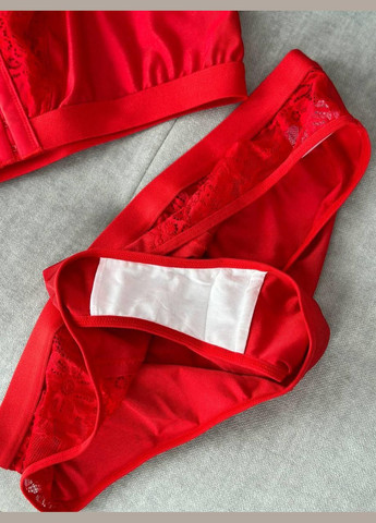 Червоний демісезонний зручний повсякденний комплект з мереживними вставками No Brand