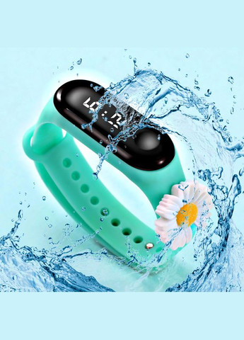 Детские сенсорные электронные часы с 3Д браслетом водонепроницаемые с ромашкой Зеленый PRC (262890208)