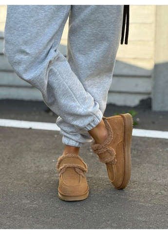 Зимние зимние женские ботинки на липучках натуральная замша теплые на меху комфортные мокасины рыжие No Brand