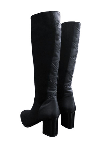 Зимние классические женские зимние сапоги на каблуке деловой стиль 40 (26,5 см) черные Grand Style плетение