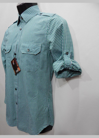 Зеленая кэжуал рубашка в клетку No Brand