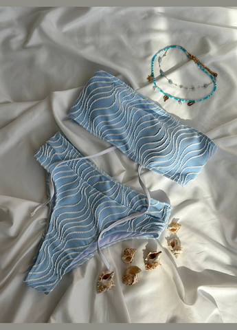 Блакитний жіночий роздільний купальник бандо з завищеними плавками talisman блакитний No Brand