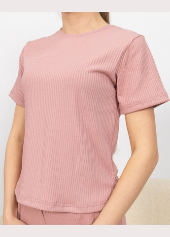 Пудрова всесезон піжама жіноча з рубчику футболка і штани пудровий Maybel