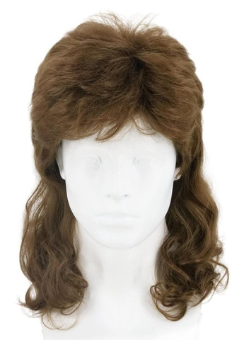 Коричневый ретро парик mullet LeMarnia в стиле 70-х 80-х для мужчин, женщин, термостойкий 30 см, для Хэллоуина No Brand (349729354)