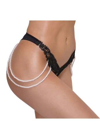 Стринги Cottelli Collection з перлинними ланцюжками з боків, чорні, S/M No Brand (303911643)