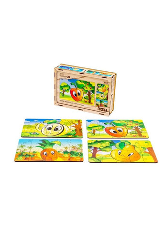 Детский деревянный пазл Фрукты 4 в 1 Puz-84681, 80 элементов No Brand (356675988)