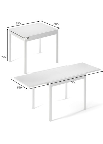 Стол-трансформер Armstrong 680x750x890 Дуб Эвок/Белый (TB08100000110) Art In Head (337309235)