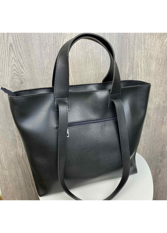 Велика жіноча плетена сумка чорна з екошкіри з двома ручками ProDobro (363259500)