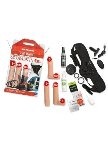 Набор для страпона Doc Johnson Vac-U-Lock VIBRATING Dual Density ULTRASKYN Set (мятая упаковка) No Brand (303902427)