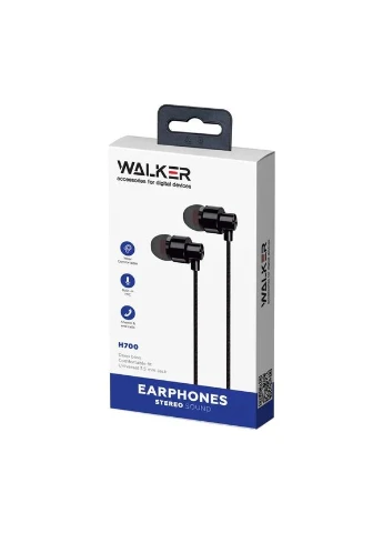 Навушники вакуумні WALKER H700 дротові 3,5 мм чорні PC+ABS 1,1 м No Brand (400876292)