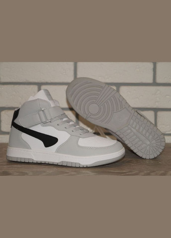 Цветные повседневные, кэжуал осенние хайтопы подростковые демисезонные / ботинки подростковые демисезонные белые с серым FDEK