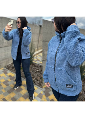 Светло-синяя куртка тедди без подкладка, с капюшоном, на молнии, турция Україна