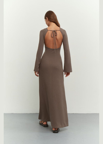 Темно-коричневое платье вязаное макси 632 Papaya