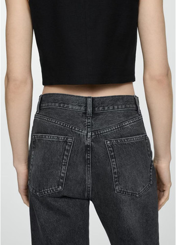 Черно-серые джинсы уровни прямые высокая посадка Mango - (371806827)