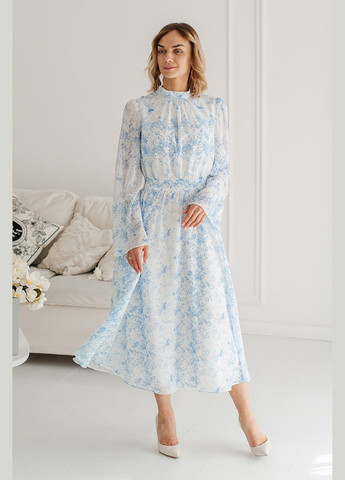 Блакитна жіноча сукня jardin a з креп-шифону Lana Bryk з квітковим принтом