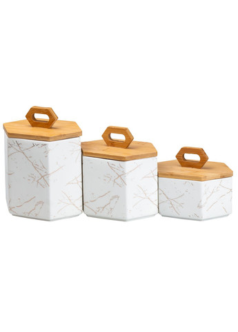Набір банок для сипучих продуктів 3 штуки з бамбуковою кришкою TS Kitchen (328441792)