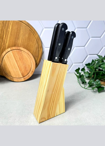Набор кухонных ножей 6 предметов из нержавеющей стали на деревянной подставке Kamille (303212842)