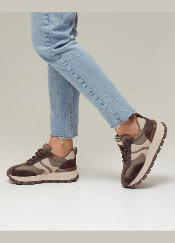 Кроссовки женские на платформе Prima d'Arte кофейные всесезоны (302209592)