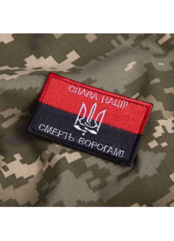 Шеврон на липучке Флаг УПА Слава нации и Смерть врагам 5х8 см вышитый патч нашивка IDEIA (386250840)