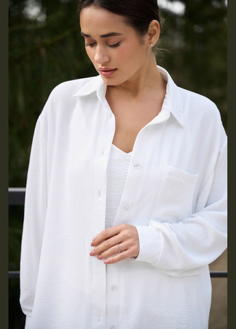 Жіночий костюм (Майка + Сорочка + Шорти + Штани) 0515 Жатка S-M білий АМА (292714214)