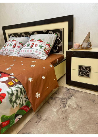 Постільна білизна бавовняна 8318 Євро Простирадло на гумці 180x200х20 Бязь Помаранчева 70 х 70 No Brand (365959764)