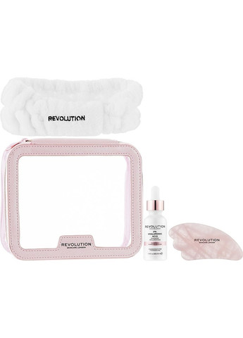 Набір Skincare The Hyaluronic Acid Skincare Gift Set (bag/1pc + headband/1pc + f/mass/1pc + f/ser/30ml) 0 (1144136-111252) Makeup Revolution (368628088)