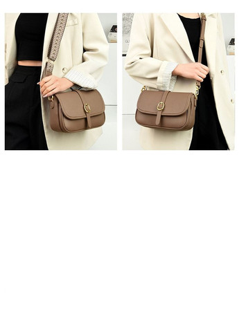 Женская кожаная сумка с двумя ремнями в комплекте темно-коричневая. КиП (332612492)