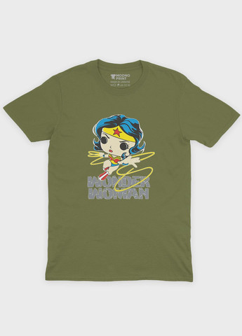 Хаки (оливковая) мужская футболка с принтом супергероя - чудо-женщина (ts001-1-hgr-006-006-005) Modno