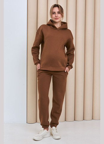 Теплий костюм для вагітних та годуючих з худі трикотажний кольору мокко Юла мама (306543453)